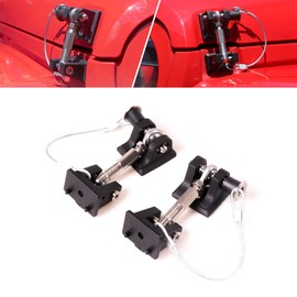 RERPRO JL Hood Latches Lock for 2018-2024 2025 Jeep Wrangler JL 4XE Gladiator JT Aluminum Locking Hood Latch Safety Catch Kit Replacement, Eliminate Hood Flutter, 1 Pair Black with 2 Keys
