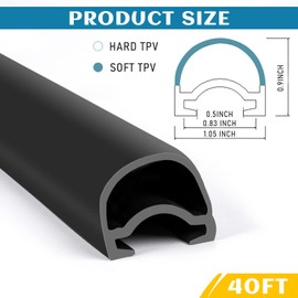 D-Shape RV Slide Out Trim Gaskets - 1 x 15/16 inch x 40 Ft - Black Replacement Rubber Seal for RV Camper Slide Out - 018-312-EKD