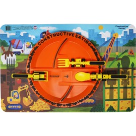 Constructive Eating Set of 3 Construction Utensils, Construction Plate and Construction Worksite Placemat