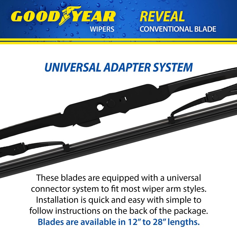 Goodyear Reveal 13" Conventional Windshield Wiper Blade, Rust-Resistant Replacement Wiper