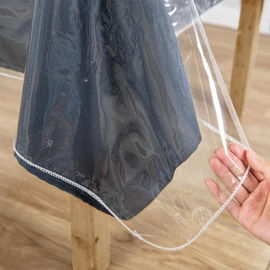 DWCN Clear Plastic 100% Waterproof Tablecloth Vinyl PVC Rectangle Table Cloth Protector Oil Spill Proof Wipe Clean Table Cover for Dining Table, Parties and Camping, 152 x 152cm