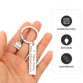 SOIMISS Key Ring New Home New Adventure 2024 First New House Key Ring Keychain Housewarming Gift for New Homeowner Wife Husband Lover Pack of 2, Silvery