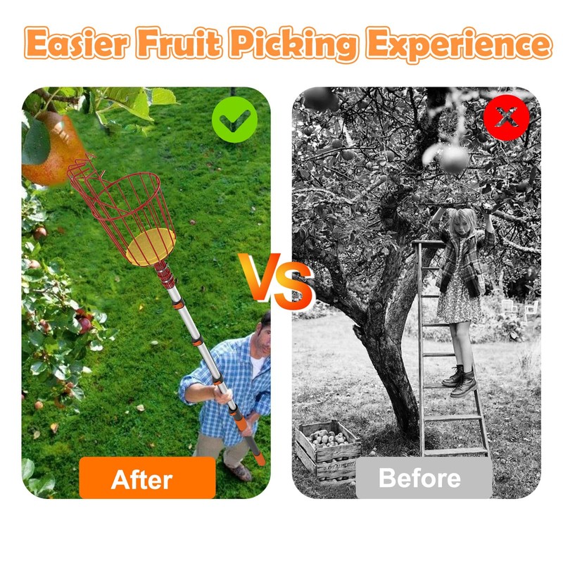 SISIUPASSIE 26FT Reach Fruit Picker, Apple Picker Pole with Basket