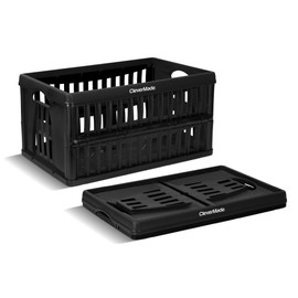 CleverMade Collapsible Storage Crates, 60L/15 Gallon, 66 lbs Capacity, 23x15x12 inches, Set of 3, Obsidian