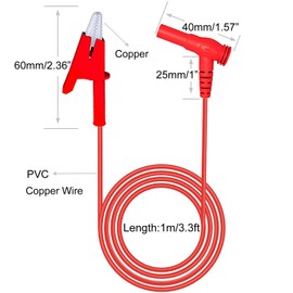 Greluma Pack of 2 Multimeter Test Leads, Banana Plug Right Angle to Alligator Clips, Soft Test Cable Wires for Electrical Testing, 3.3 Feet / 1 m