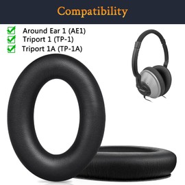 SOULWIT Protein Leather Earpads Cushions Replacement for Bose Triport 1 (TP-1), Triport 1A (TP-1A), Around-Ear 1 (AE1) Headphones, Ear Pads with Noise Isolation Memory Foam, Added Thickness
