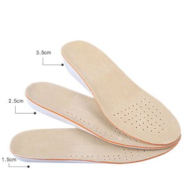 Boowhol-Invisible Increase Insoles for Men and Women Comfortable Leather Breathable Pig Leather Shoes Casual Shoes Full Pad Raise Pad (1 Pair)