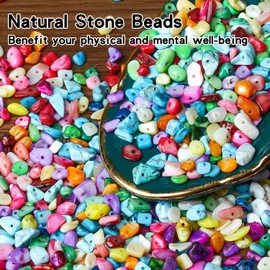Natural Chip Stone Beads Multicolor 5mm to 8mm Irregular Gemstone Crystal Loose Rocks Bead for Bracelet Necklace Earrings Jewelry Making Craft