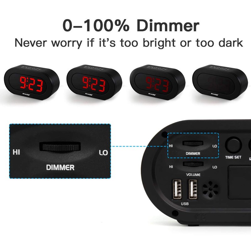 REACHER Small LED Digital Alarm Clock with Simple Operation, Full
