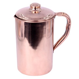 THE Unltd India Handmade Pure Copper Water Jug with Lid & Tumblers – 1.5 L Pitcher for Ayurveda Benefits – Strong Riveted Handle, Traditional Drinkware for Home & Gifting