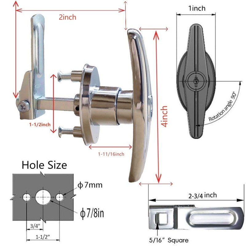 Truck Cap Camper Shell T-Handle Lock Latch Replacement Parts,Matching Set