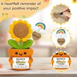 Crochet Sunflower Gift – Positive Affirmation “Never Forget The Difference You Make” – Appreciation for Teacher, Coworker, Nurse, Mentor – Retirement, Farewell, Christmas, Thanksgiving Decor