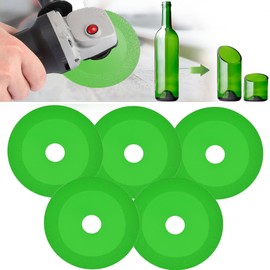Mornajina 5Packs 4 Inch Glass Cutting Disc - 2.2 for Angle Grinder 7/8" (Model 100/115/125), Diamond Cutting Blade Disc for Glass, Jade, Crystal, Wine Bottles, Tile (Green)