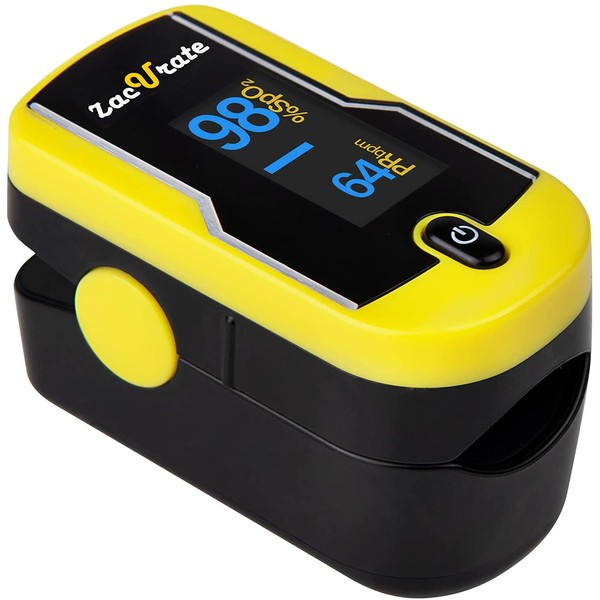 Zacurate 500F Fingertip Pulse Oximeter Blood Oxygen Saturation Monitor with lanyard included (Sunny Yellow), (NO BATTERIES)