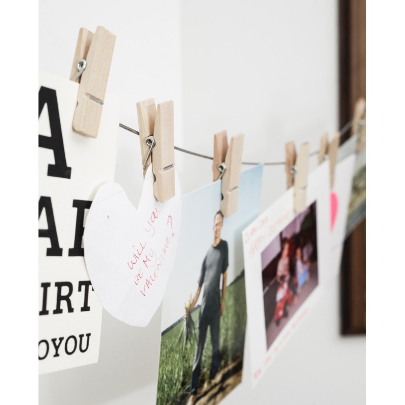 Kikkerland 6 Wood Magnetic Clothespins Photo Holder