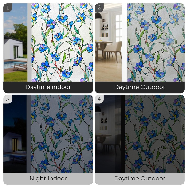 3D Stained Glass Window Film, Decorative Window Privacy Film for