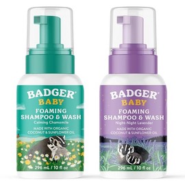 Badger Baby Wash, Calming Chamomile & Relaxing Night Night Lavender Combo, Organic Baby Body Wash, 10 fl oz (2 Pack)