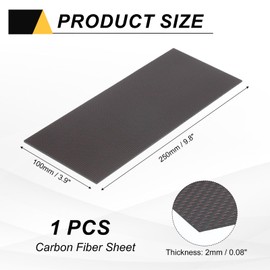 sourcing map Carbon Fiber Sheet 250x100x2mm 3K Carbon Fiber Board with Metallic Threads Plain Weave Glossy Surface Laminate Plate Panel for Automotive, Cars, RC Models, Drones, DIY, Red