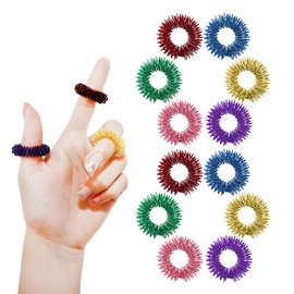 RIDEHILL 12PCS Acupressure Rings, 6 Colors Fidget Rings for Anxiety Relief, Silent Spiky Sensory Fidget Toys for Classroom Home Office Stress Reducer and Finger Massager