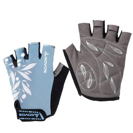 ROVOS Cycling Gloves for Men & Women - 5MM Anti-Slip Shock-Absorbing Gel Pad, Lightweight & Breathable Half Finger Design for Mountain Cycling, Gym, Motorcycle, Outdoor Sports Grey Blue M