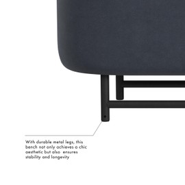 HomePop Ellipse Modern Storage Bench with Metal Legs Home Décor|Bench with Storage for Living Room & Bedroom - Steel Blue Velvet