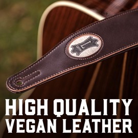 Levy's Leathers 2.5" Padded Vegan Leather and Hemp Guitar Straps; Made with Eco-Friendly Processes and Techniques | Brown (M17VGN-DBR)