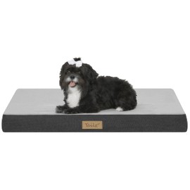 TailZzz Pet Mattress, Small to Medium Dog and Cat Mattress, 2-in-1 Cool Gel Infused with High Density Foam Calming Pet Mattress, Chew Proof Rectangle Crate Mattress, Anti-Slip Pet Bed, Dream, Ash Grey