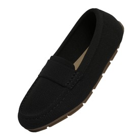 Loafer Shoes for Women Comfortable Casual Women's Loafer Shoes Flat Shoes-Black-8.5