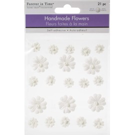MULTICRAFT Imports INC Paper Flowers 21/PKG, White W/Pearl