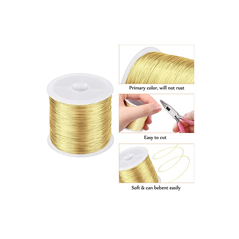MIKIMIQI Jewelry Wire - 328Ft, 26 Gauge, Tarnish Resistant, Copper,