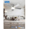Passky Ceiling Fans with Lights, 42 Inch Smart Ceiling Fan