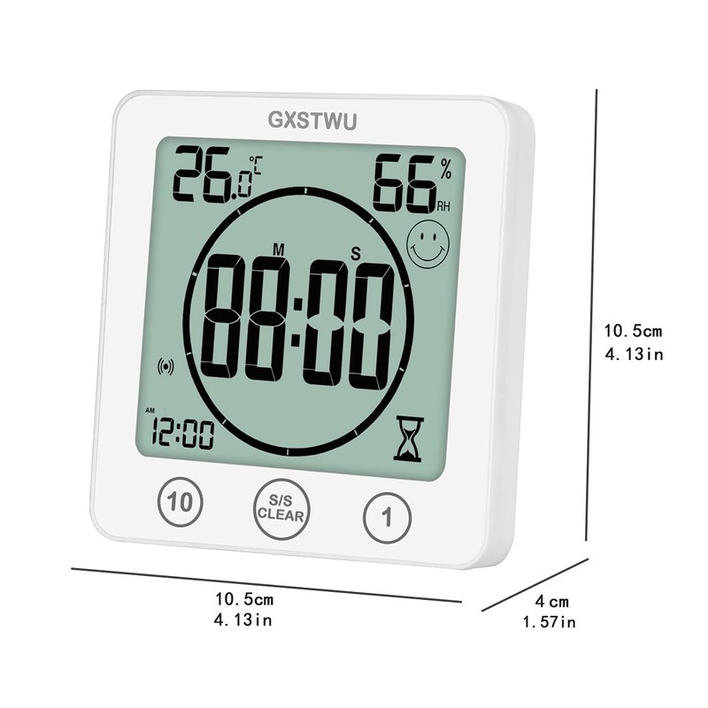 GXSTWU Digital Bathroom Clock Shower Timer with Alarm, Waterproof Clocks