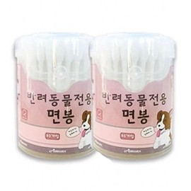 Ammons Pure Cotton Hygienic Swabs for Pets, 80-Pack, 2 Packs, Individually Packaged, One-Touch / Cat Swabs / 반려동물 순면 위생 면봉 80개입 2P 개별포장 원터치/고양이면봉