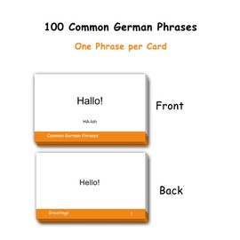 100 Essential German Phrases Flash Cards for Adults - Learn German Phrases for Beginners with Durable & Portable Flashcards- German Flashcards Simple Phrases