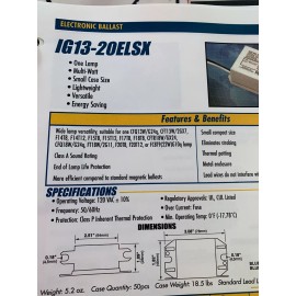 Interglobal Inter-Global IG13-20ELSX electronic ballast 120v New