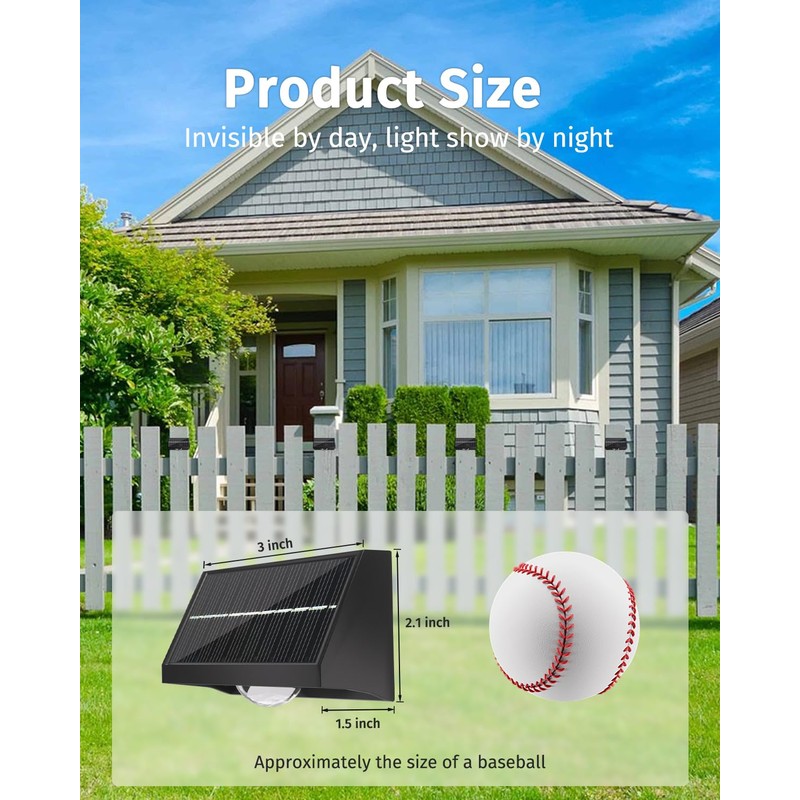 Solar Fence Lights Outdoor Waterproof High Brightness LED Spot Lens