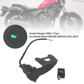 Mad Hornets 12V Socket Charger USB+C Type Quick Fits for Honda Rebel CMX300 CMX500 2022-2024