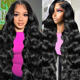 KTOOYKE 30 Inch 13x6 Lace Front Wigs Human Hair 200% Density Body Wave Human Hair Lace Front Wigs for Women HD Lace Frontal Wigs Human Hair Pre Plucked Glueless Wigs Natural Black Color