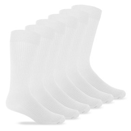 Jefferies Socks Boys Nylon Rib Dress Crew Socks 6 Pair Pack (M - Sock Size 8-9.5 - USA Shoe 12-6, White)