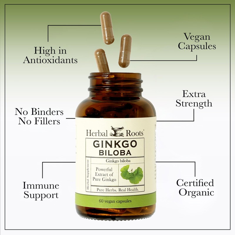 Herbal Roots Organic Ginkgo Biloba Made with Pure Organic Ginkgo