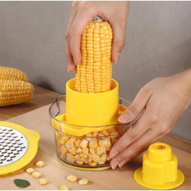 SwellishColor Corn Cob Stripper & Peeler - Corn Remover & Cutter with Built-In Cup Grater & Gi