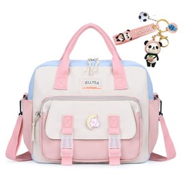 JELLYEA Kawaii Backpack Cute Tote Bag Girl School Crossbody Shoulder Bag with Kawaii Accessories Multi Purpose (Light Pink)