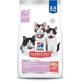 Hill's Science Diet Sensitive Stomach & Skin, Kitten, Stomach & Skin Sensitivity Support, Dry Cat Food, Salmon & Brown Rice, 3.5 lb Bag
