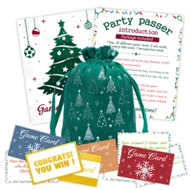 Christmas 44 Color Game Cards With A Green Bag, Christmas Pass Game Bag Set, Funny Games To Play With Family, Friends，Fun Xmas Event & Prize Game，Home & Office Holiday Party Supplies & Favor - A04