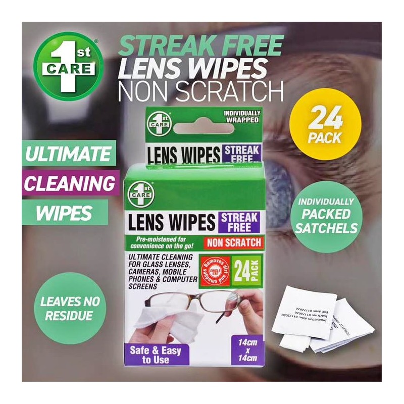 1st Care 24PCE Value Pack Eye Glass Lens Wipes Pre