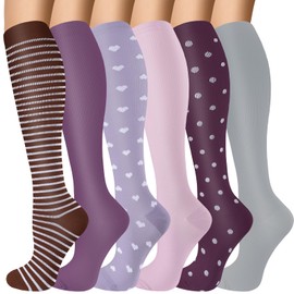 OUIVIAL 6 Pairs Compression Socks for Women Men 20-30mmhg Graduated Support Knee High Socks for Nurse Travel Flight