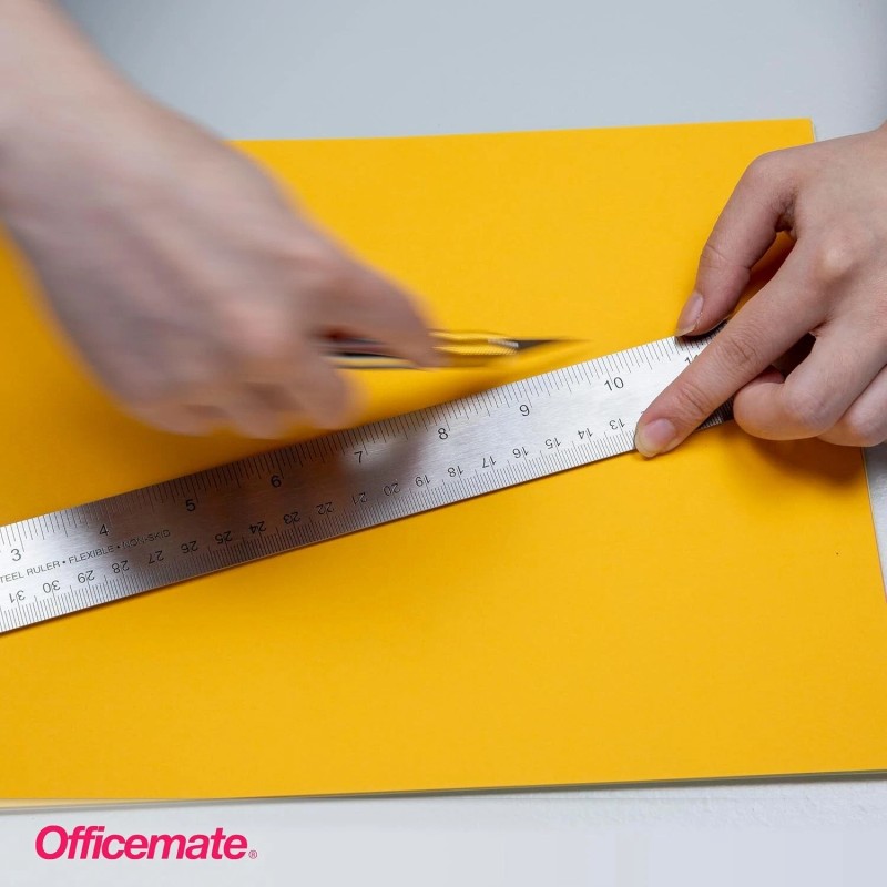 Officemate Classic Stainless Steel Metal Ruler 15" Metric Silver 66612