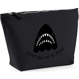 Hippowarehouse Don't Tell Me To Smile Shark Grin printed make up cosmetic wash bag 18x19x9cm