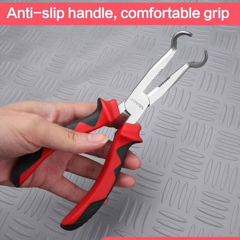 LEONTOOL Hose Grip Pliers 8" Offset Spark Plug Boot Removal