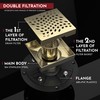 WEBANG 4 Inch Square Shower Drain Gold Floor Drain with